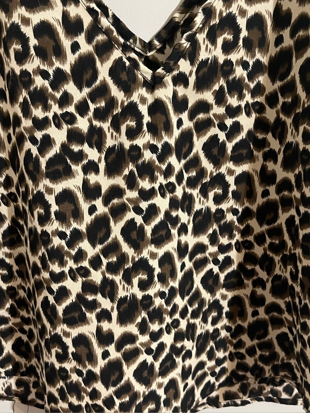 Leopard Print V-Neck Cami Tank Top - Black & Cream - Picture 2 of 7